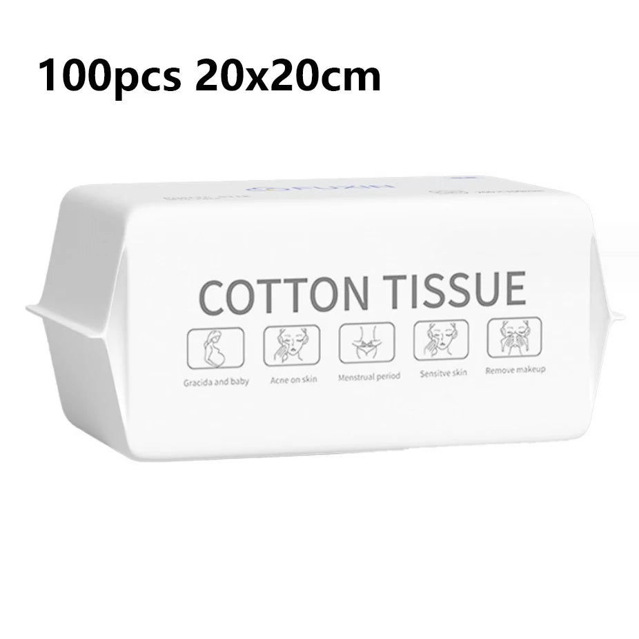 100 PCS Disposable Face Towels – Thick Cotton Facial Cleansing Towelettes