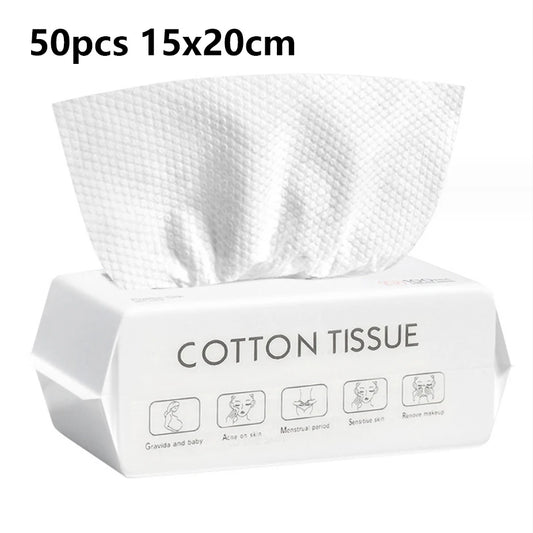 100 PCS Disposable Face Towels – Thick Cotton Facial Cleansing Towelettes