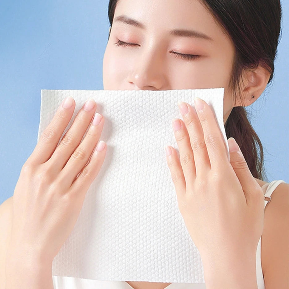 100 PCS Disposable Face Towels – Thick Cotton Facial Cleansing Towelettes