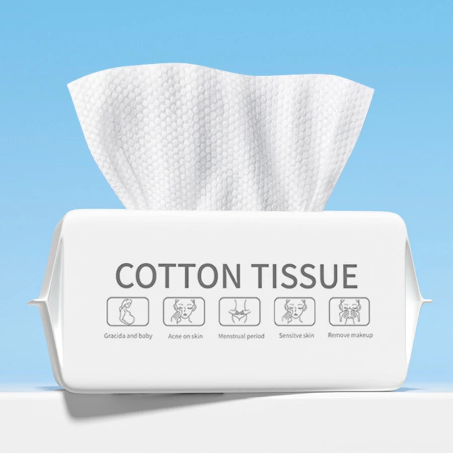100 PCS Disposable Face Towels – Thick Cotton Facial Cleansing Towelettes